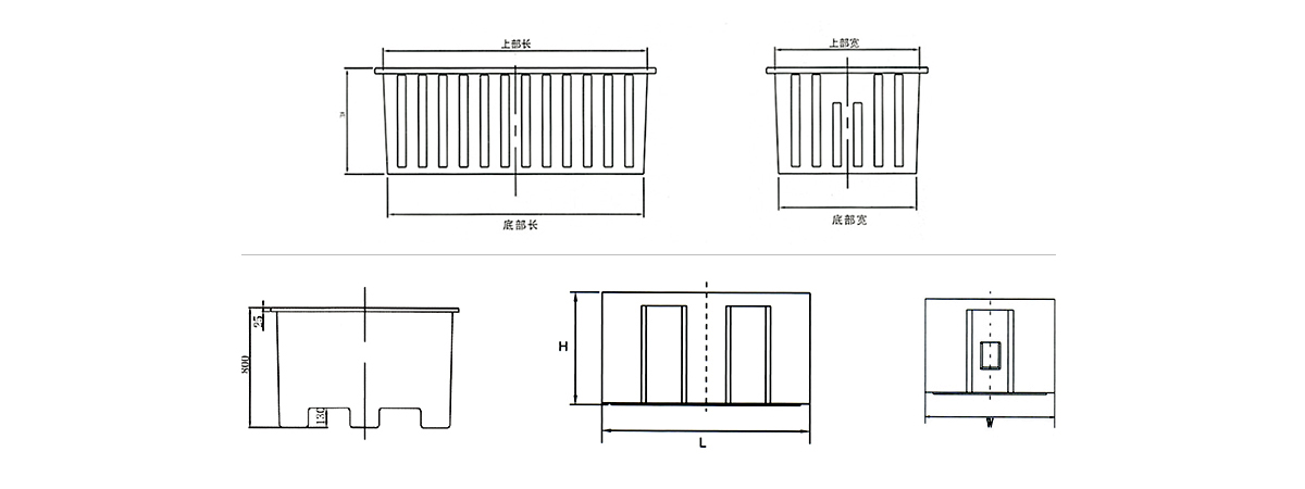 PE方桶、周轉(zhuǎn)箱尺寸線(xiàn)稿圖